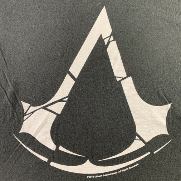 Assassins Creed Shirt Mens Medium Black White Rogue Logo 2019 Ubisoft Video Game - Picture 3 of 8